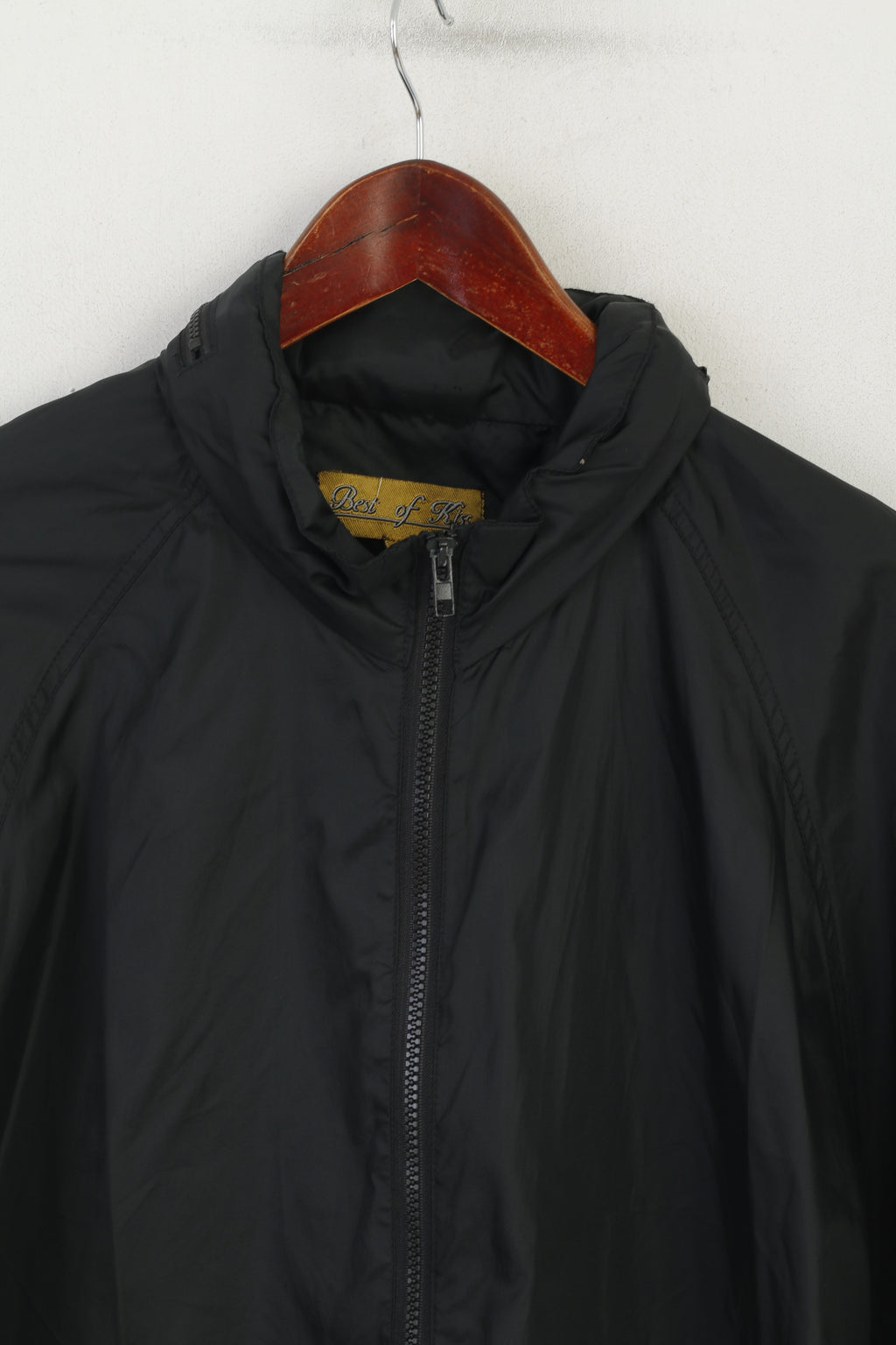 Best Of Kiss Men L Jacket Black Lightweight Hidden Hood Outdoor Vintage Top