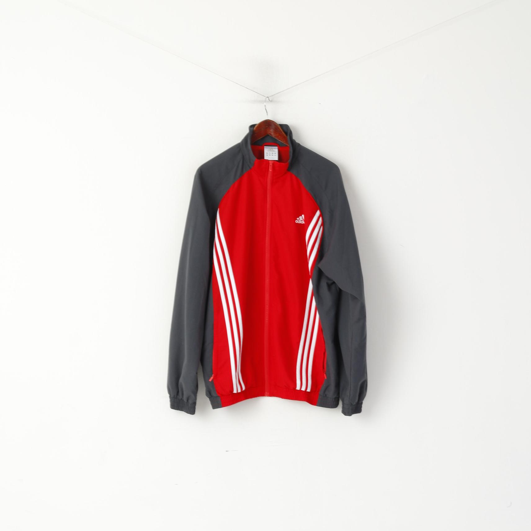 Adidas Hommes 186 XL Veste Rouge Bomber Vintage Full Zipper Activewear Sport Top
