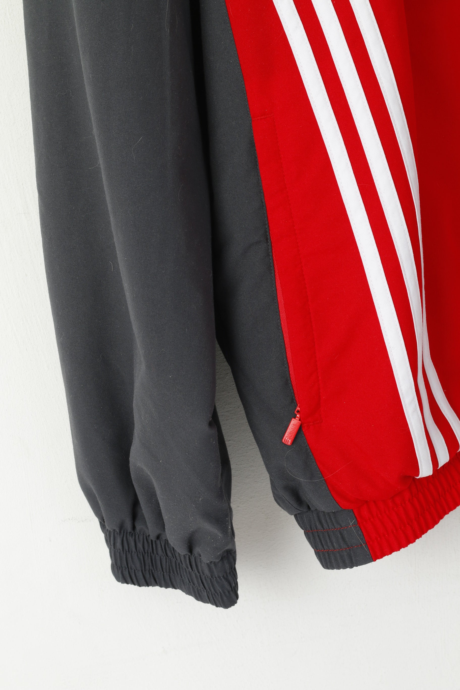 Adidas Hommes 186 XL Veste Rouge Bomber Vintage Full Zipper Activewear Sport Top