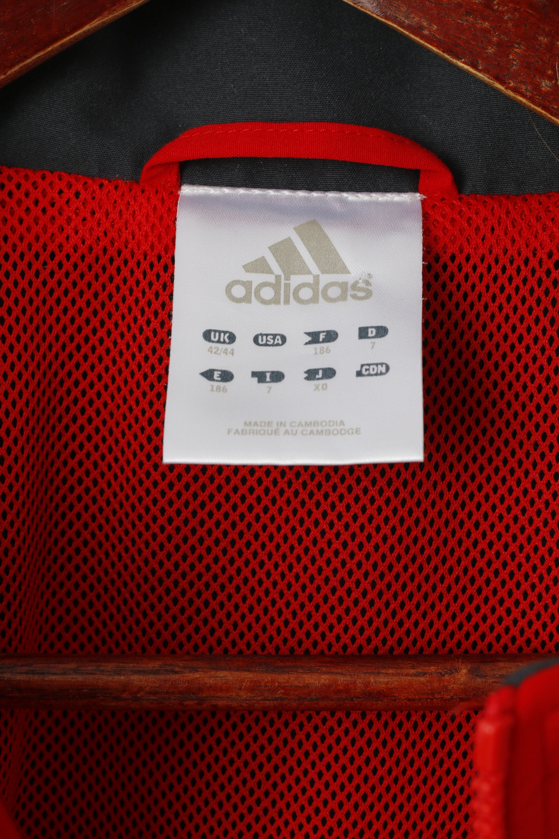 Adidas Hommes 186 XL Veste Rouge Bomber Vintage Full Zipper Activewear Sport Top