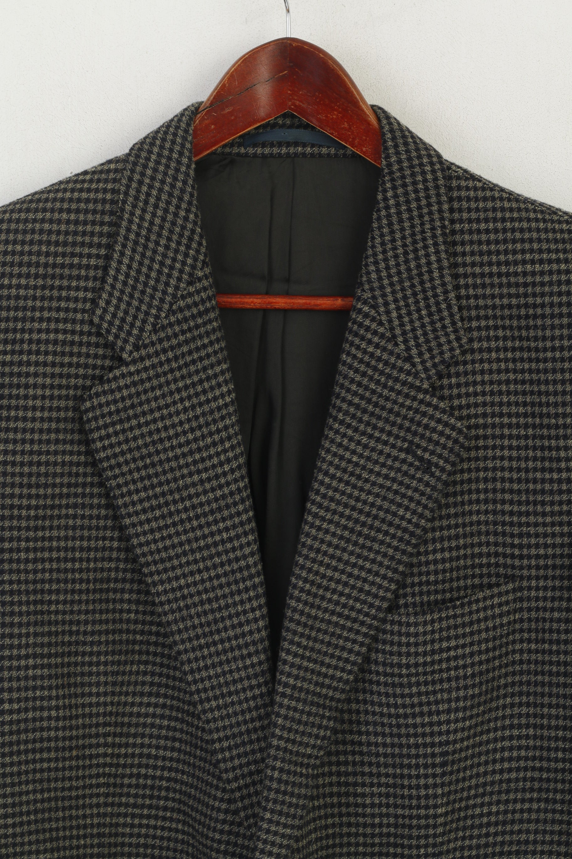 Strellson Men 54 44 Blazer Vintage Black Green Houndstooth Wool Bayard Kalif Lanificio Cerruti Jacket