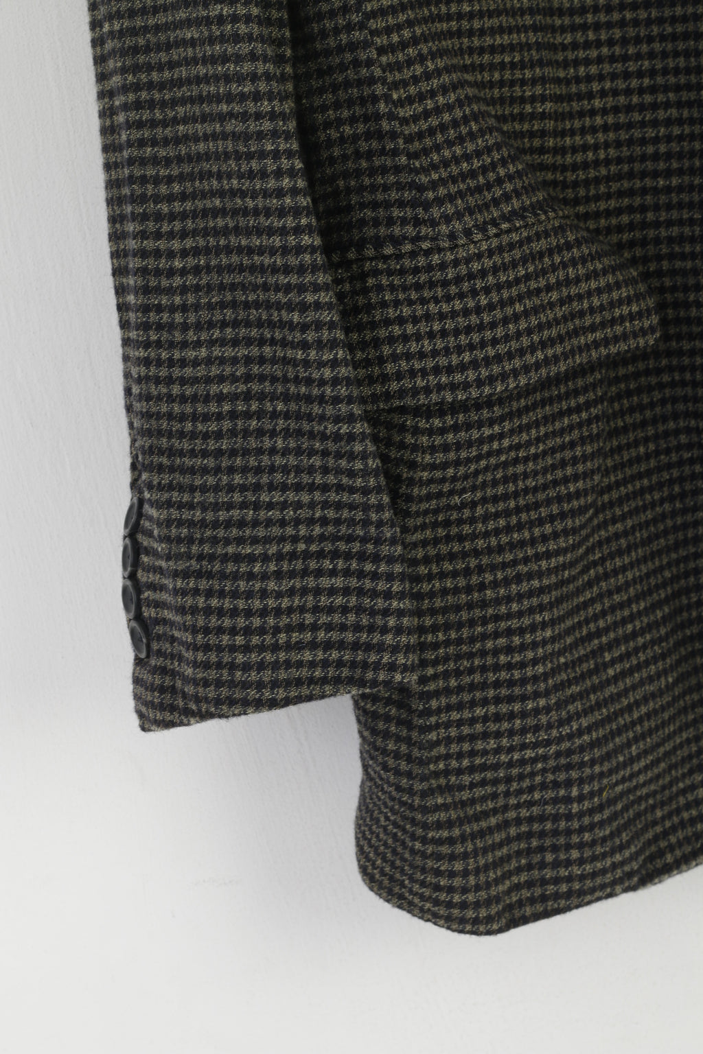 Strellson Men 54 44 Blazer Vintage Black Green Houndstooth Wool Bayard Kalif Lanificio Cerruti Jacket