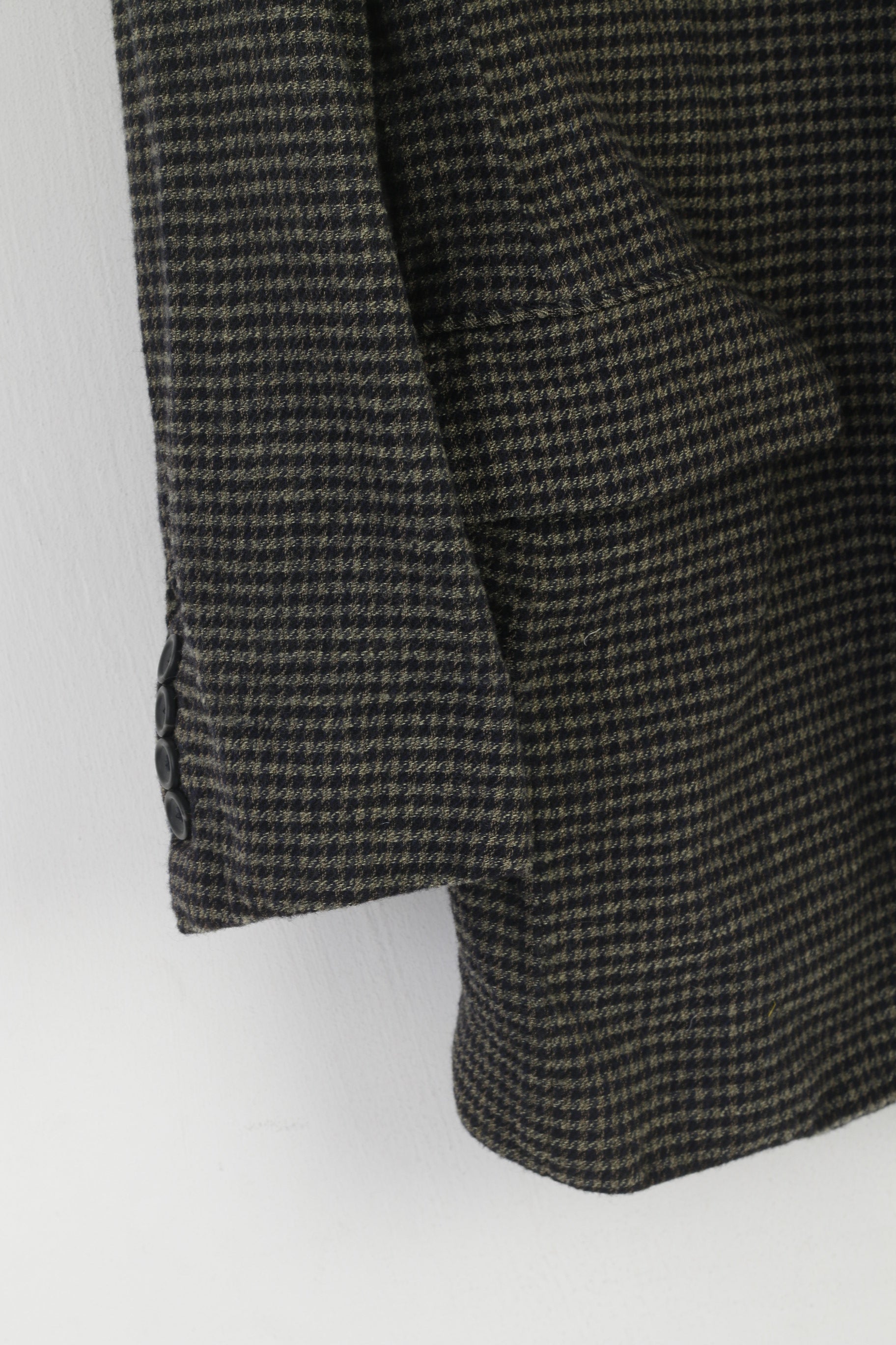 Strellson Men 54 44 Blazer Vintage Black Green Houndstooth Wool Bayard Kalif Lanificio Cerruti Jacket