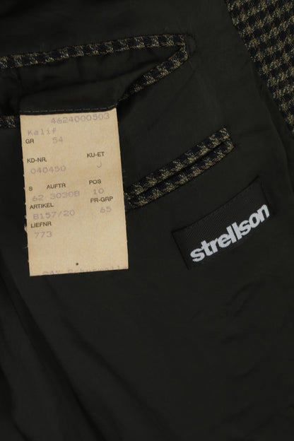 Strellson Men 54 44 Blazer Vintage Black Green Houndstooth Wool Bayard Kalif Lanificio Cerruti Jacket
