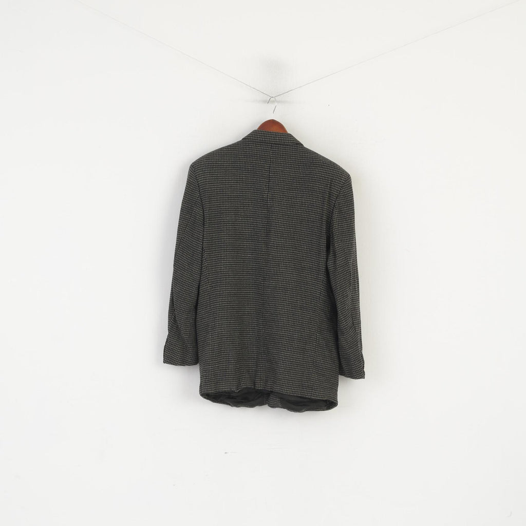 Strellson Men 54 44 Blazer Vintage Black Green Houndstooth Wool Bayard Kalif Lanificio Cerruti Jacket