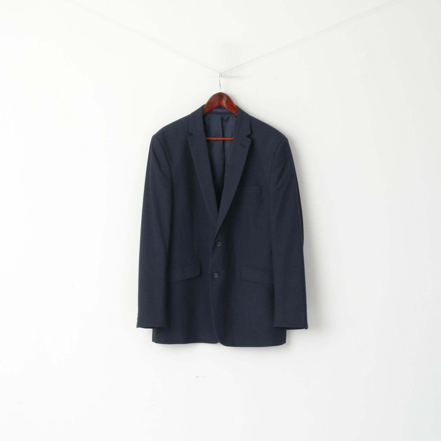 Racing Green Mens 44 54 Blazer Navy Wool Single Breasted Shoulder Pads Jacket