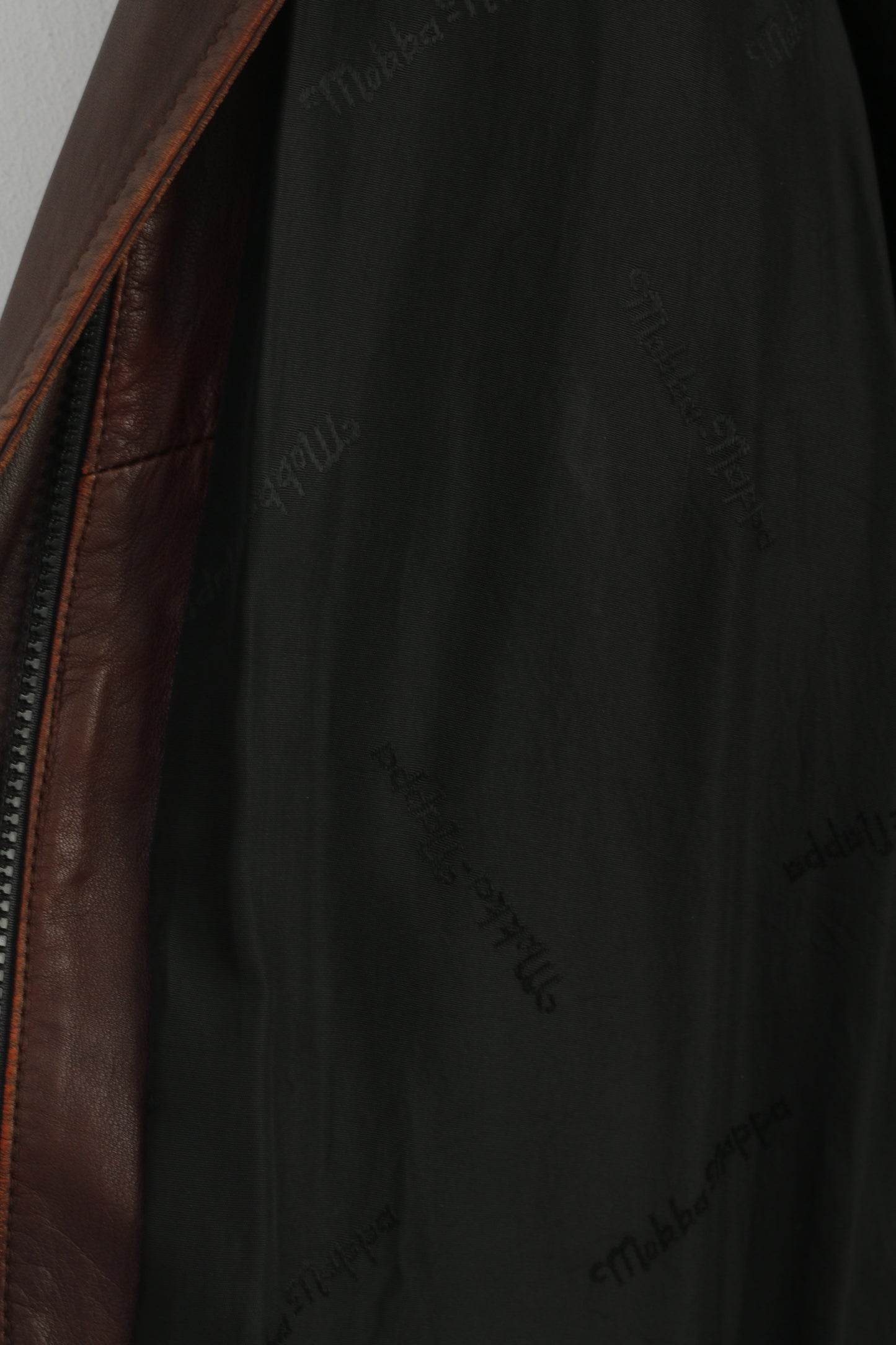 Mokka Nappa Finland Women 40 L Coat Brown Leather Lined Vintage Shoulder Pads Zip Up