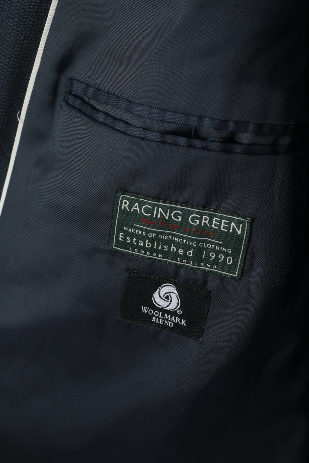 Racing Green Mens 44 54 Blazer Navy Wool Single Breasted Shoulder Pads Jacket