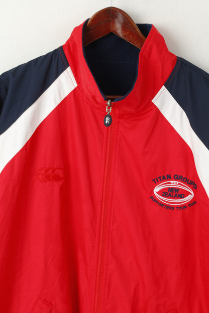 Canterbury of New Zealand Men L Jacket Red Navy Double Sided Titan Groups Tour 2005