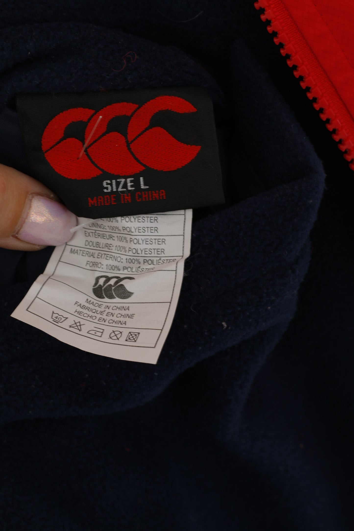 Canterbury of New Zealand Men L Jacket Red Navy Double Sided Titan Groups Tour 2005