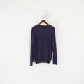 James Pringle Men M Jumper Purple Acrylic Crew Neck Soft Plain Sweater