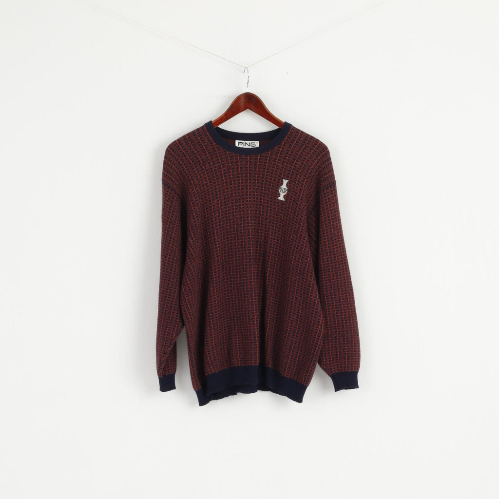 Ping Men 40 S Jumper Navy Solheim Cup Golf Knit Ecosse Pull en laine mélangée