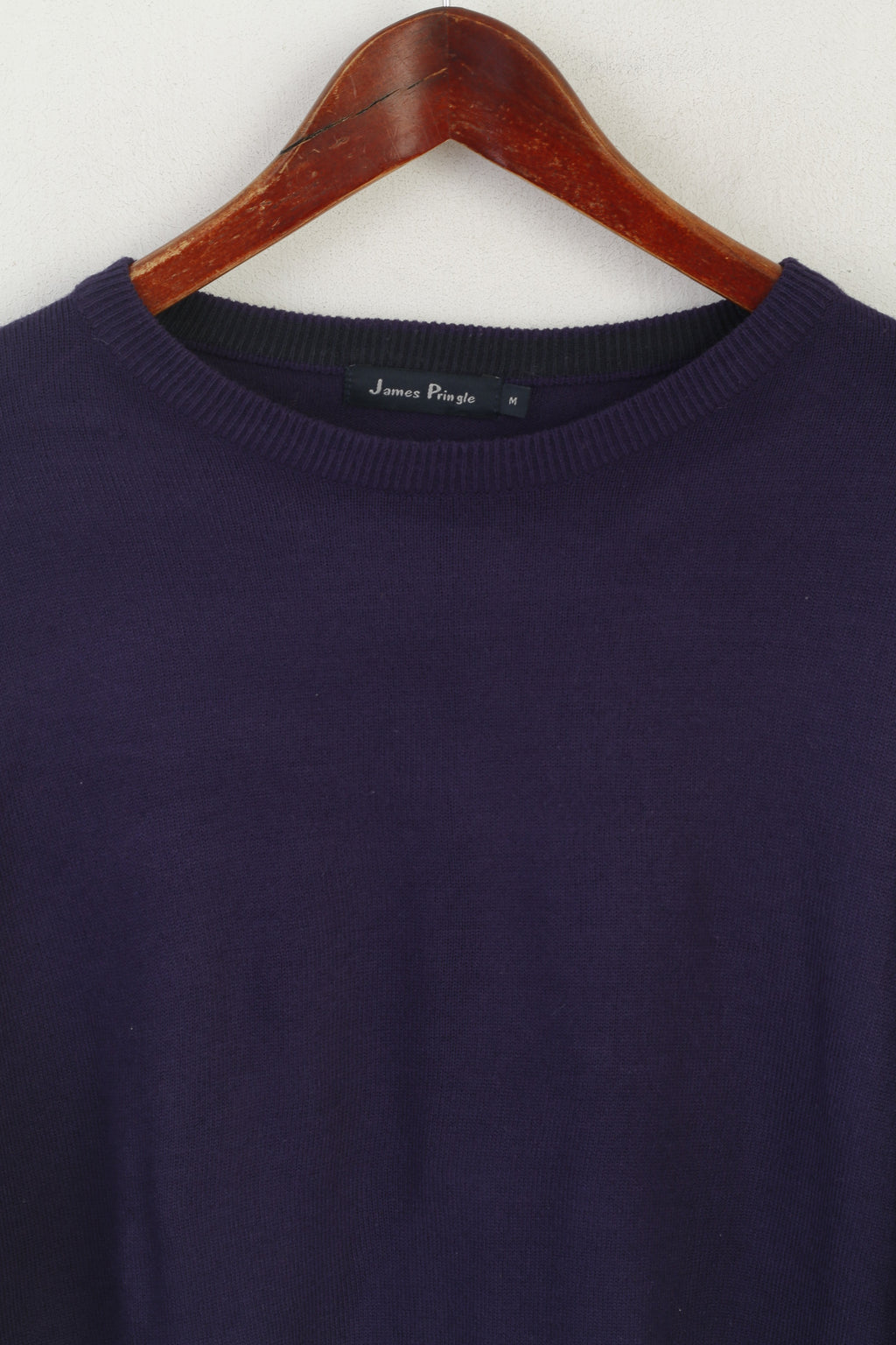 James Pringle Men M Jumper Purple Acrylic Crew Neck Soft Plain Sweater