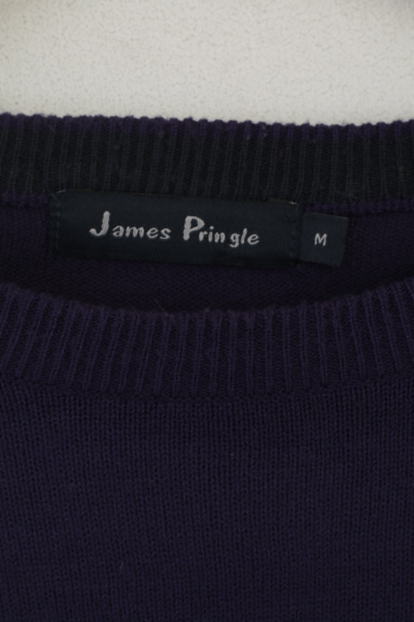 James Pringle Men M Jumper Purple Acrylic Crew Neck Soft Plain Sweater