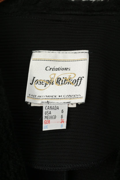 Joseph Ribkoff Giacca da donna 6 8 S Giacca nera elegante con collo in pelliccia acrilica e spalline