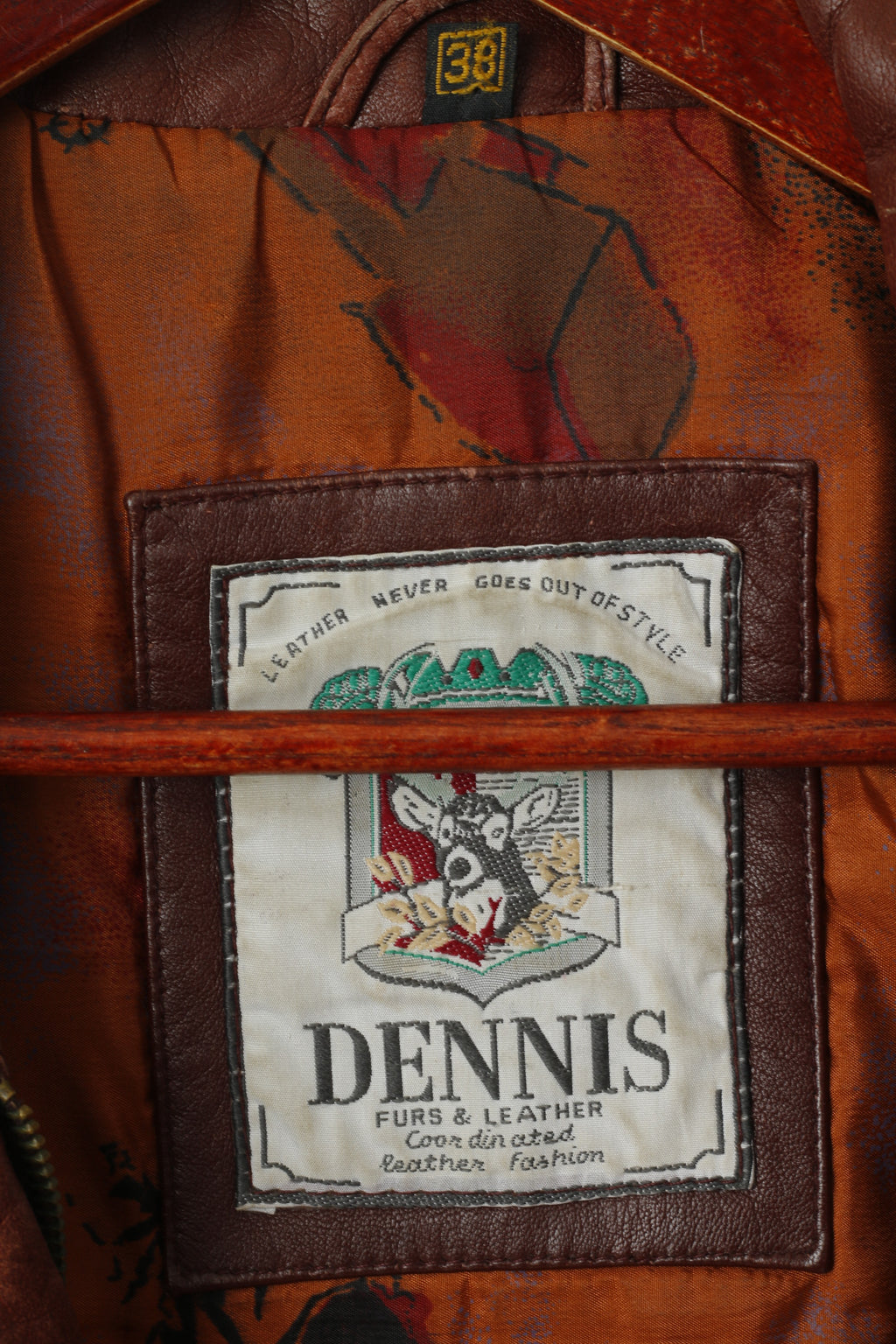 DENNIS Femme 38 M Veste Marron Délavé Cuir Vintage Zip Up Raglan Sleeve Top