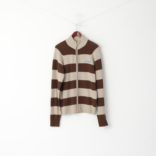 Maglione da uomo Animal M. Cardigan con cerniera intera con logo a righe in misto lana marrone