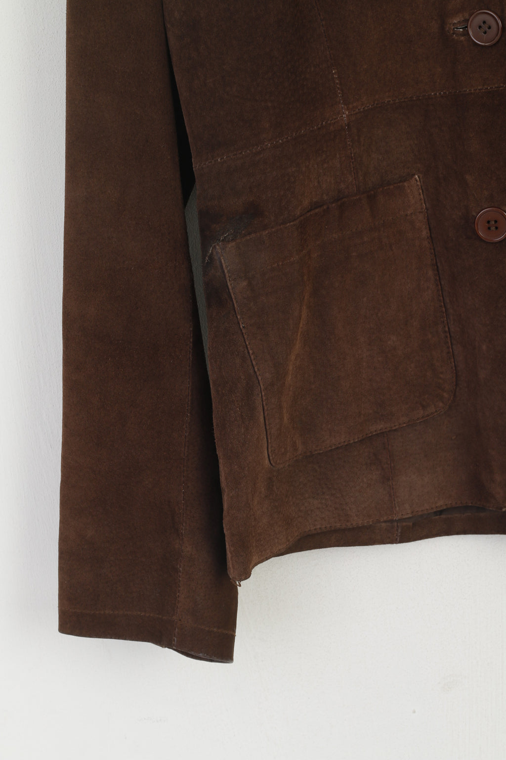 Sybilla Women L Jacket Brown Leather Suede Vintage Two Pockets Spain Fit Top