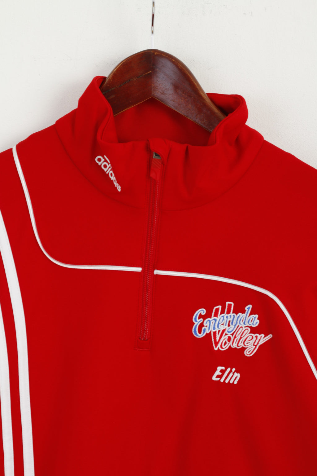 Adidas Femme M 168 Sweat Rouge Eneryda Volley Zip Neck Active Top