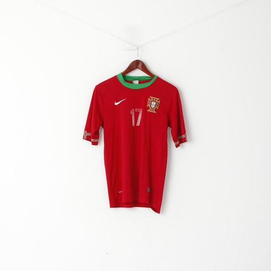 Maglia Nike Youth XL 14 Age Rossa # 17 Nani FPF Maglia da calcio Portogallo