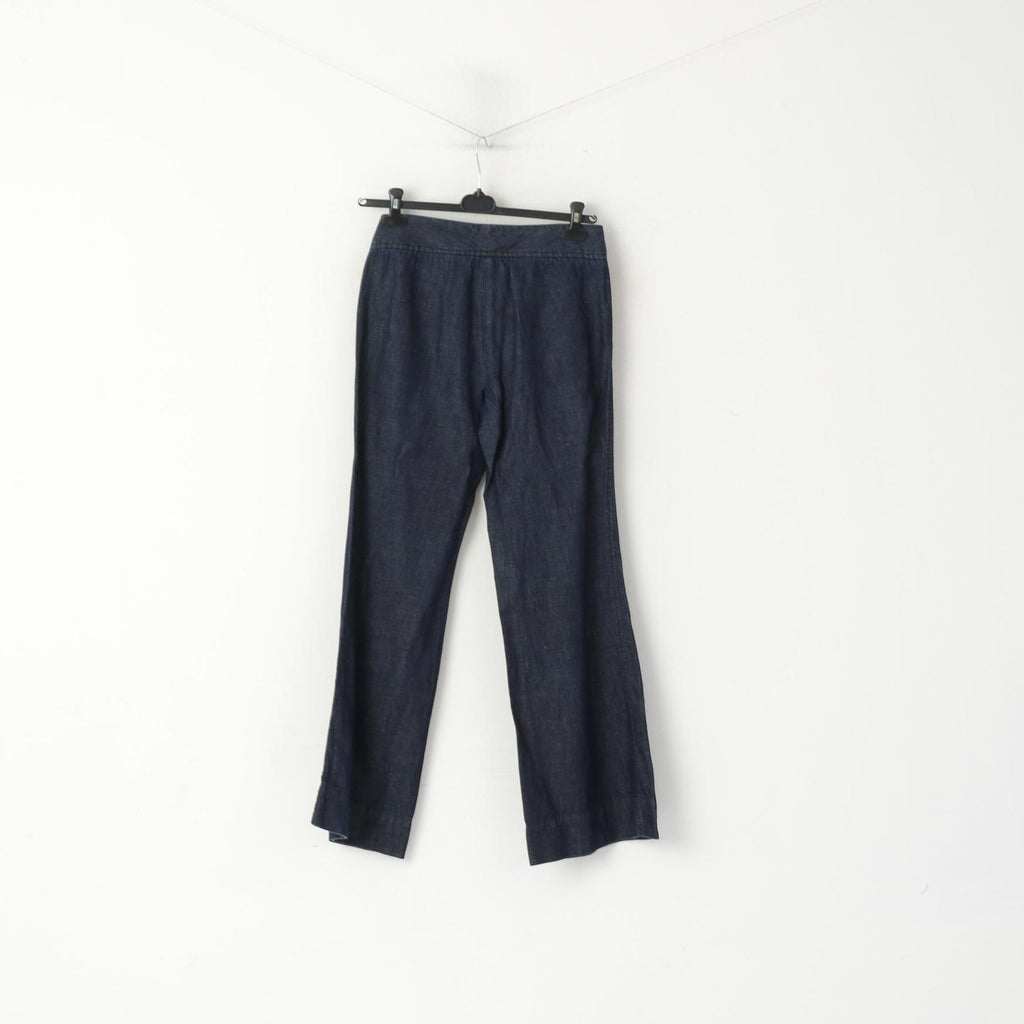 Gant Women 8 12 38 Trousers Navy Cotton Linen Blend Bell Bottoms