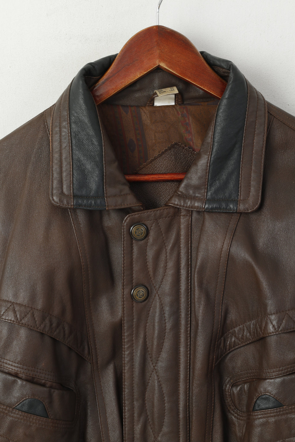 Rising Sun Giubbotto bomber da uomo 52 L Top da motociclista con maniche rimovibili da pilota in pelle vintage marrone