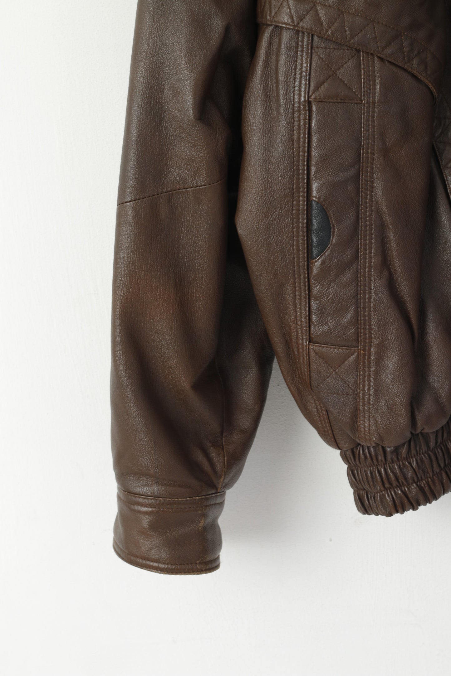 Rising Sun Men 52 L Bomber Jacket Brown Vintage Leather Pilot Removable Sleeve Biker Top
