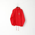 Terra Mitica Men XL Rain Jacket Red Nylon Waterproof Hidden Hood Retro Top