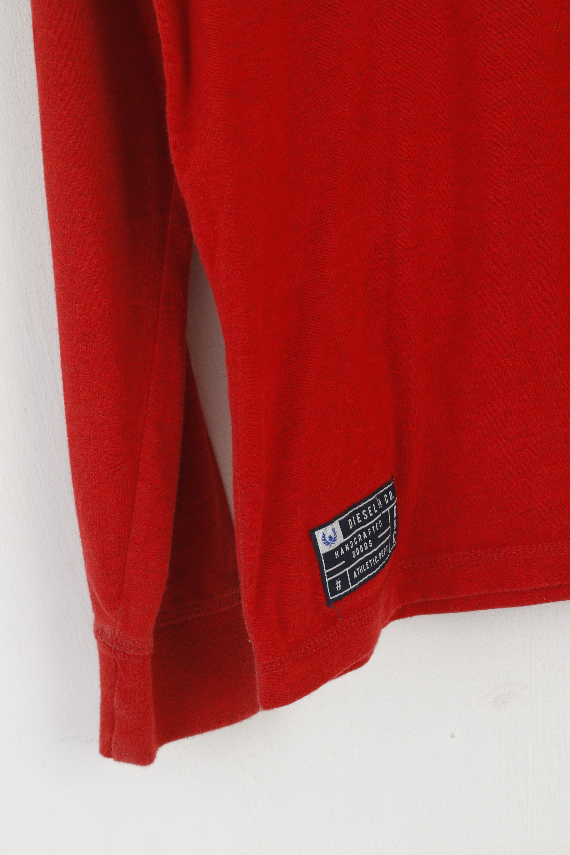 Diesel Men L Chemise à manches longues Rouge Coton Col boutonné Haut à manches brodées