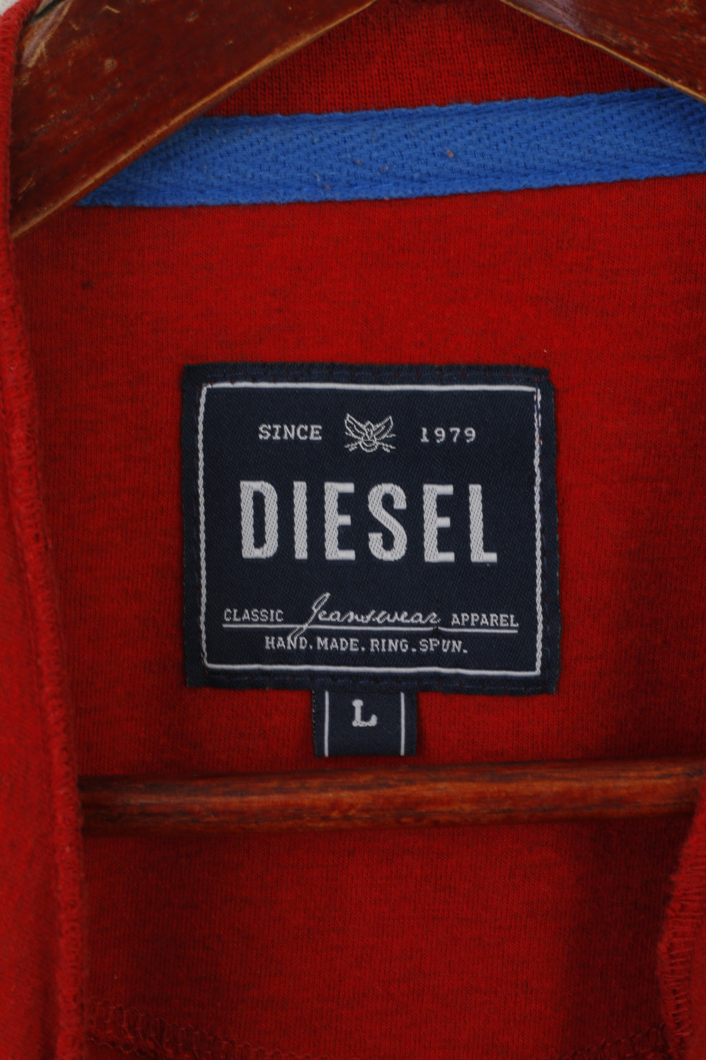 Diesel Men L Chemise à manches longues Rouge Coton Col boutonné Haut à manches brodées