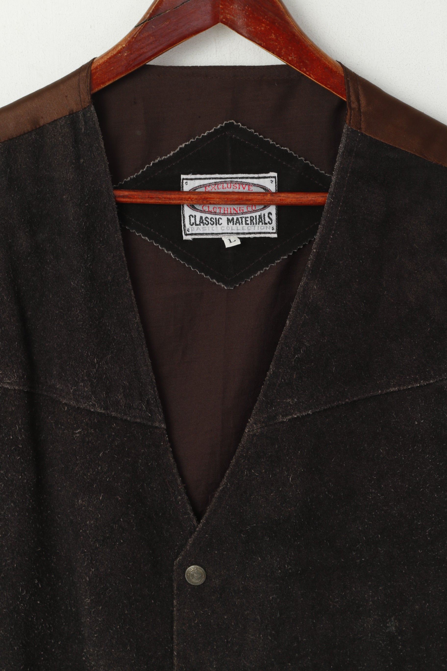 Peanuts Clothing Men L Vest Brown Leather Vintage Snaps Country Waistcoat