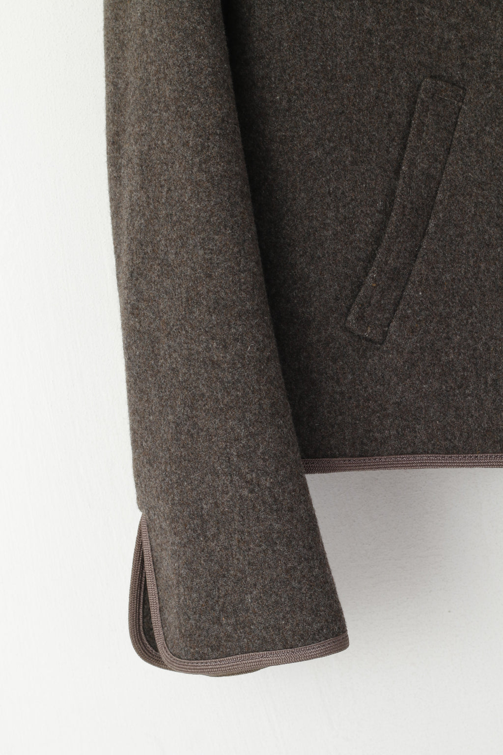 Giacca corta Jaeger da donna 14 Blazer in lana grigia con spalline vintage