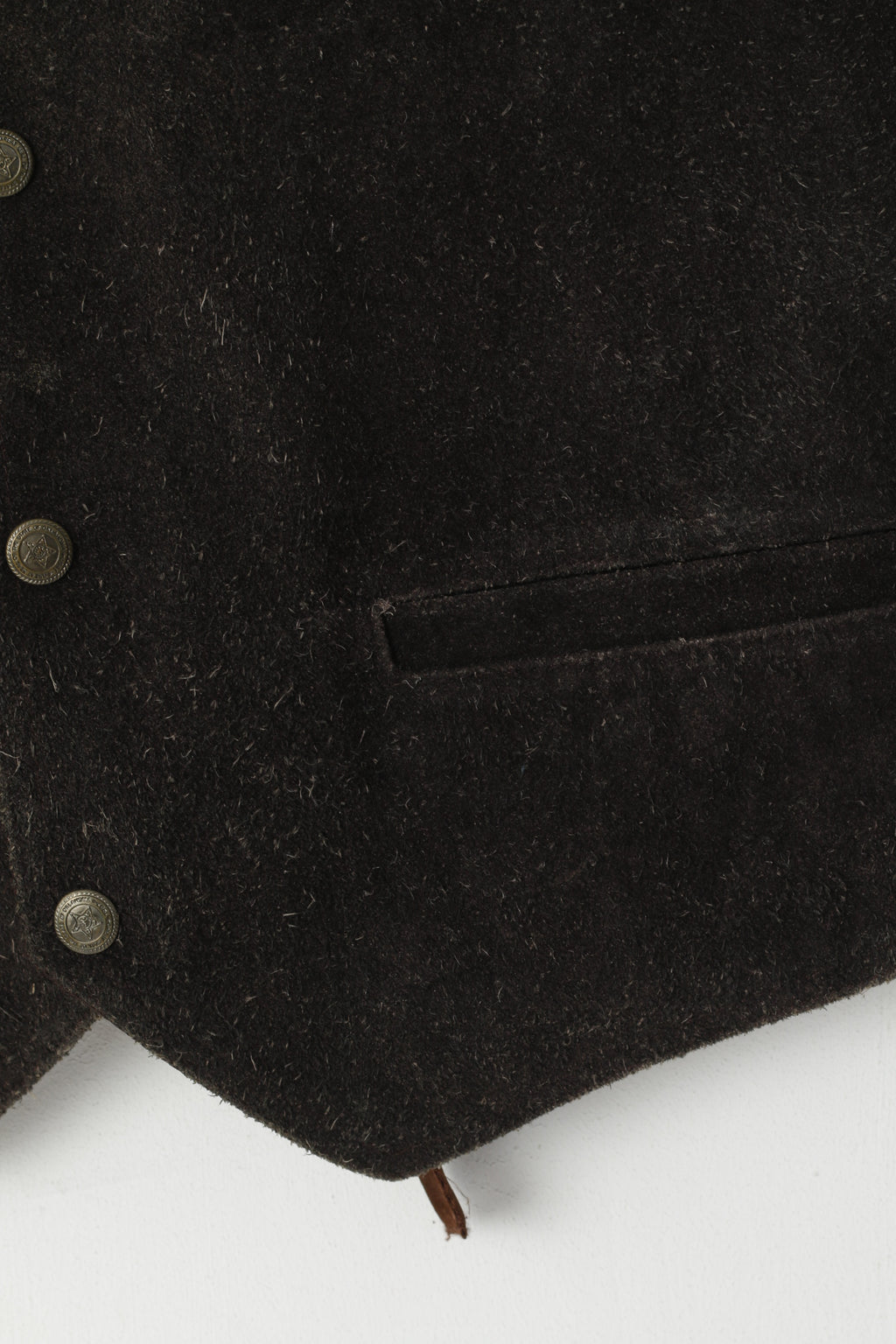 Peanuts Clothing Hommes L Gilet Marron Cuir Vintage Snaps Country Gilet