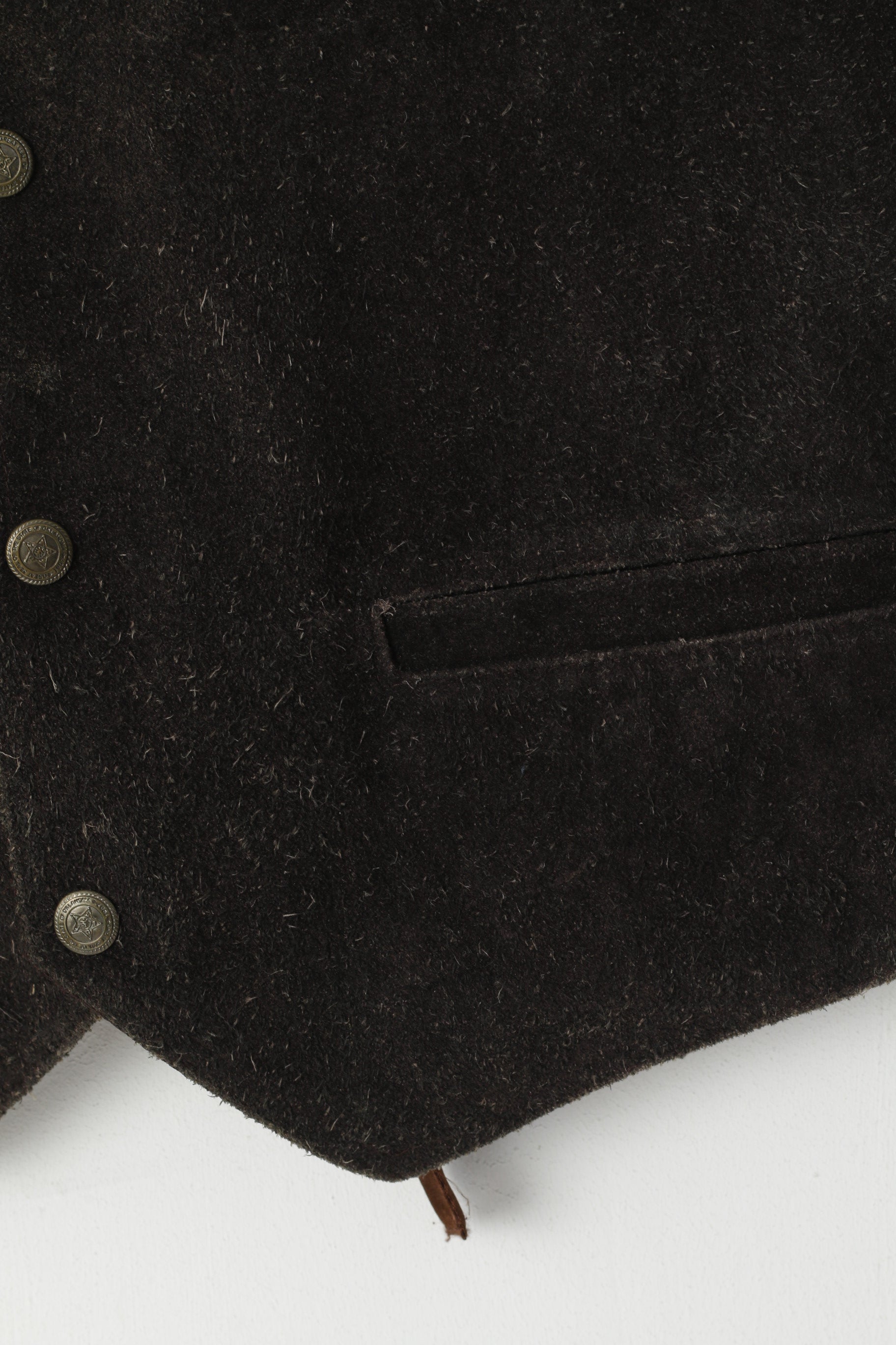 Peanuts Clothing Men L Vest Brown Leather Vintage Snaps Country Waistcoat