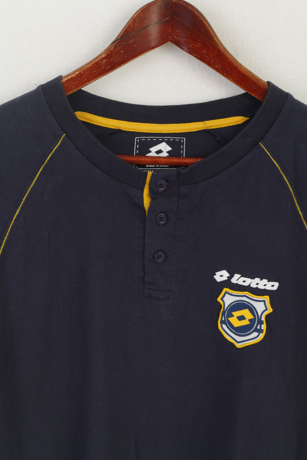 Lotto Men M Shirt Navy Cotton Nightwear Detailed Buttons Sleep Top