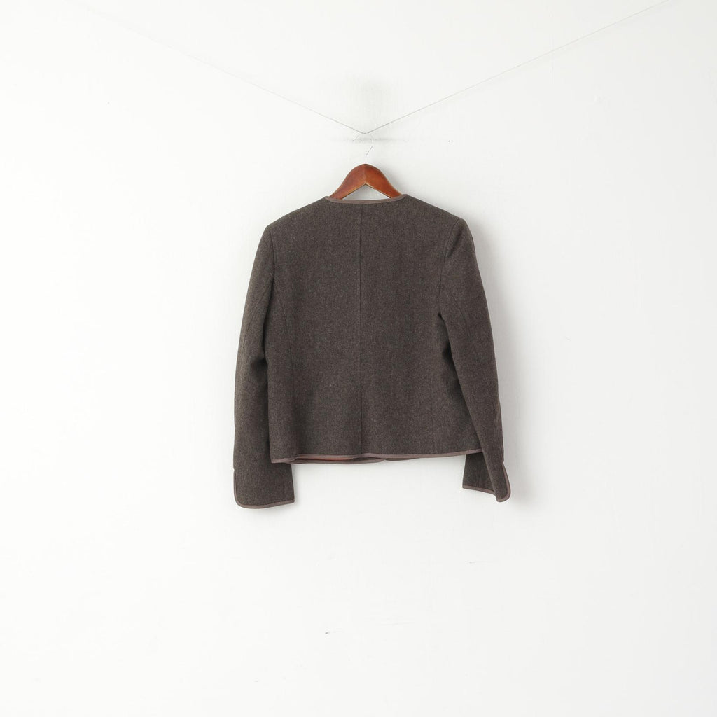 Giacca corta Jaeger da donna 14 Blazer in lana grigia con spalline vintage