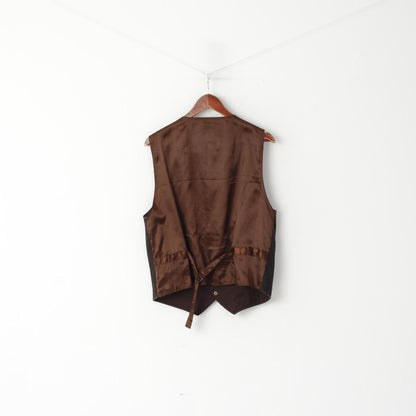 Peanuts Clothing Men L Vest Brown Leather Vintage Snaps Country Waistcoat
