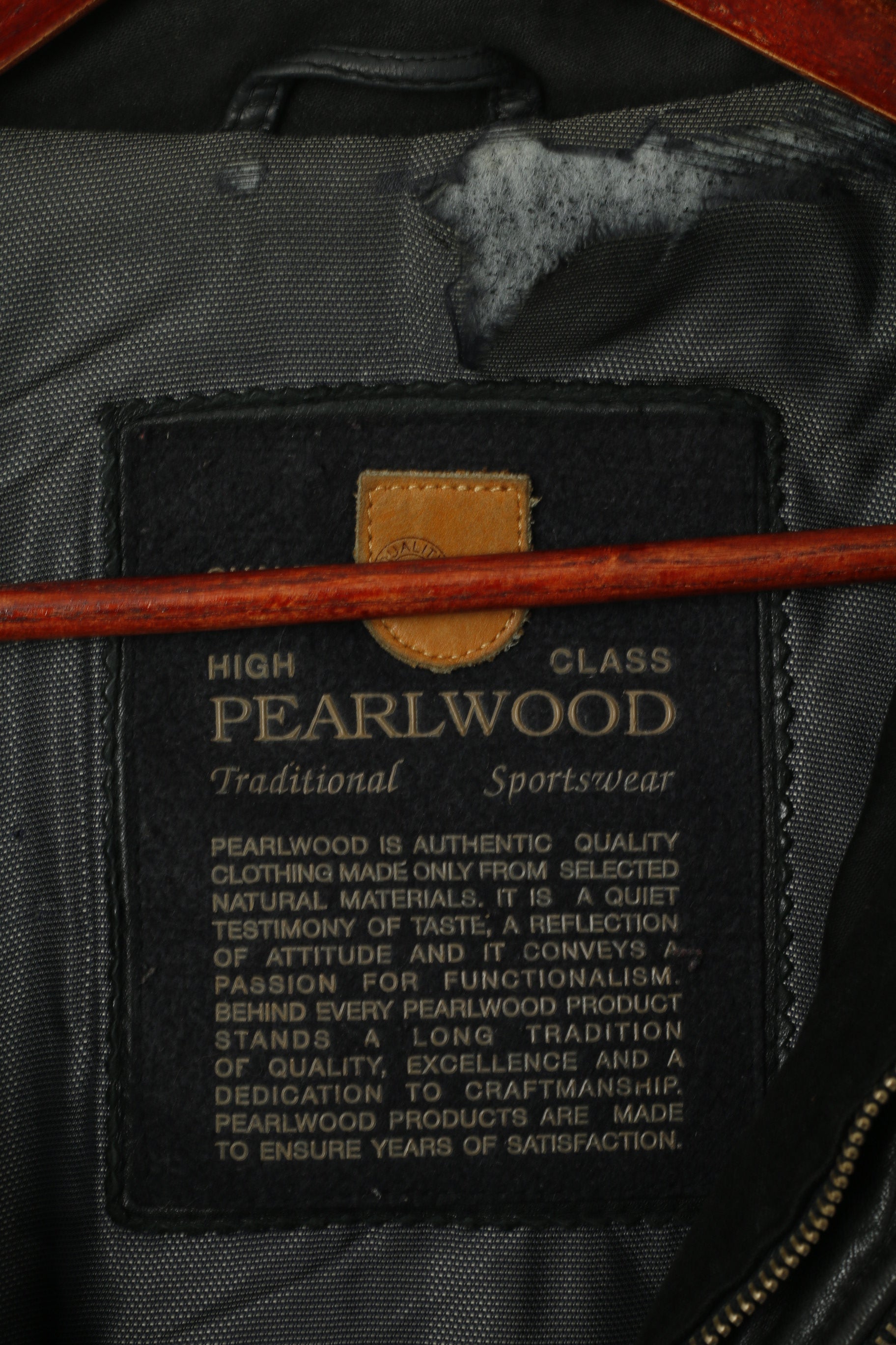 Pearlwood Men 52 L Leather Jacket Black Soft Washed Look Sportswear Full Zipper Top
