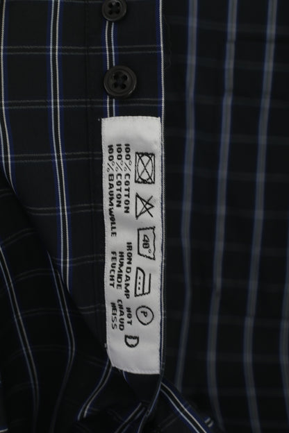 Camicia casual da uomo Charles Tyrwhitt L. Top con colletto button down a quadretti in cotone blu scuro