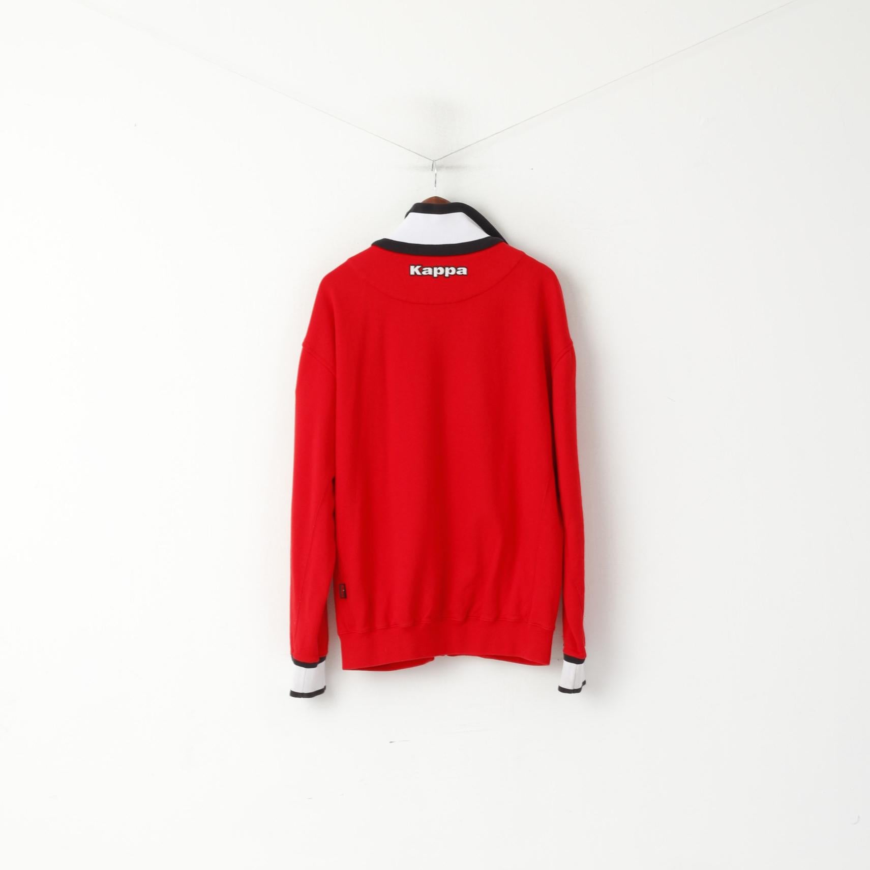 Kappa Men XXL Sweatshirt Red Cotton Brann Bergen Football Full Zipper Track Top