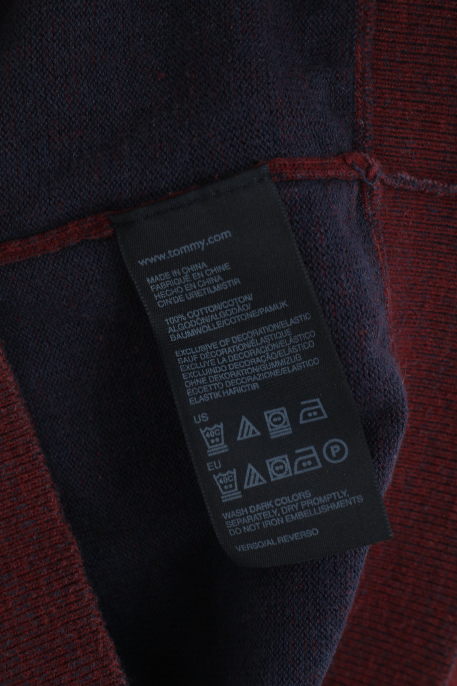 Maglione Hilfiger Denim Uomo XL (L) Maglione classico Tommy in cotone con scollo a V marrone