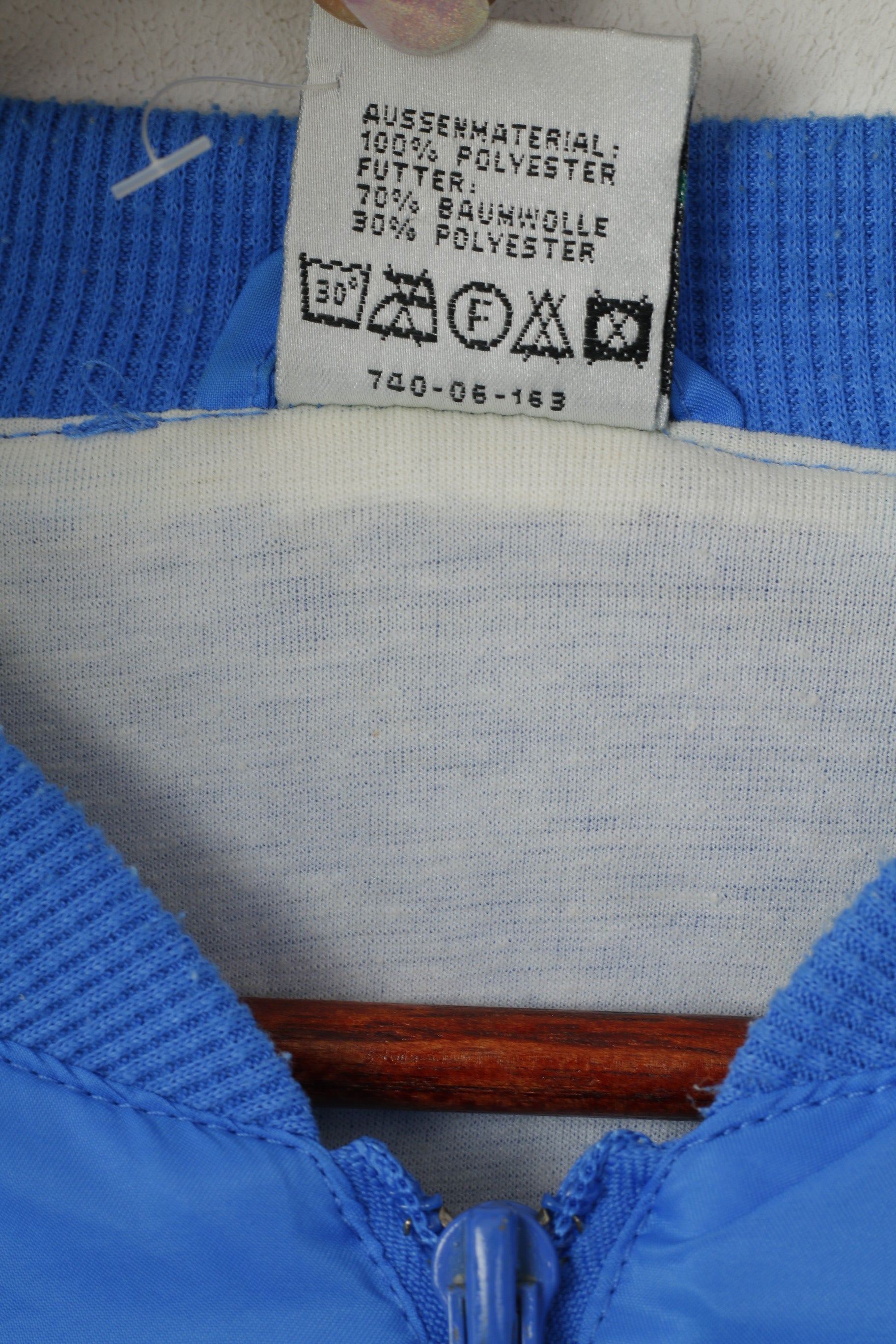 Giacca Puma da uomo 7 M vintage bianca blu lucida Oldschool con cerniera intera