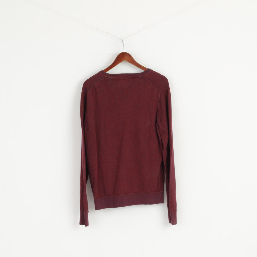 Maglione Hilfiger Denim Uomo XL (L) Maglione classico Tommy in cotone con scollo a V marrone