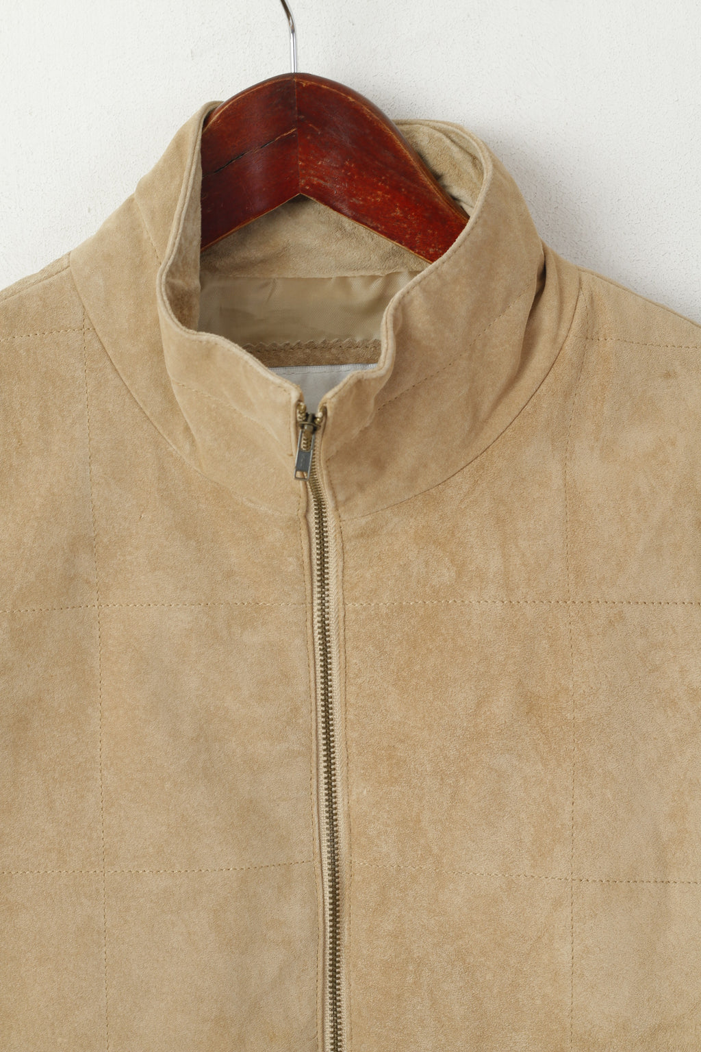 Keenan Leather Women 12 M Vest Beige Leather Suede Zip Up Waistcoat