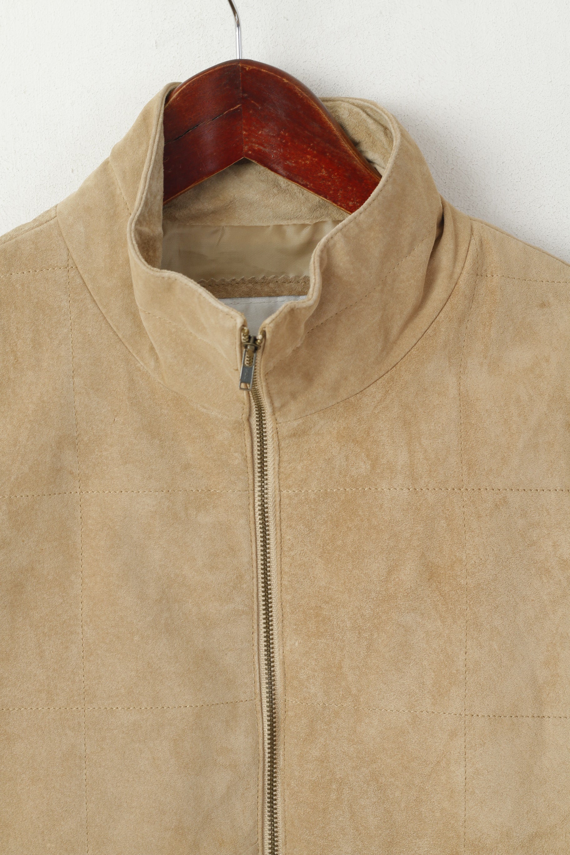 Keenan Leather Women 12 M Vest Beige Leather Suede Zip Up Waistcoat