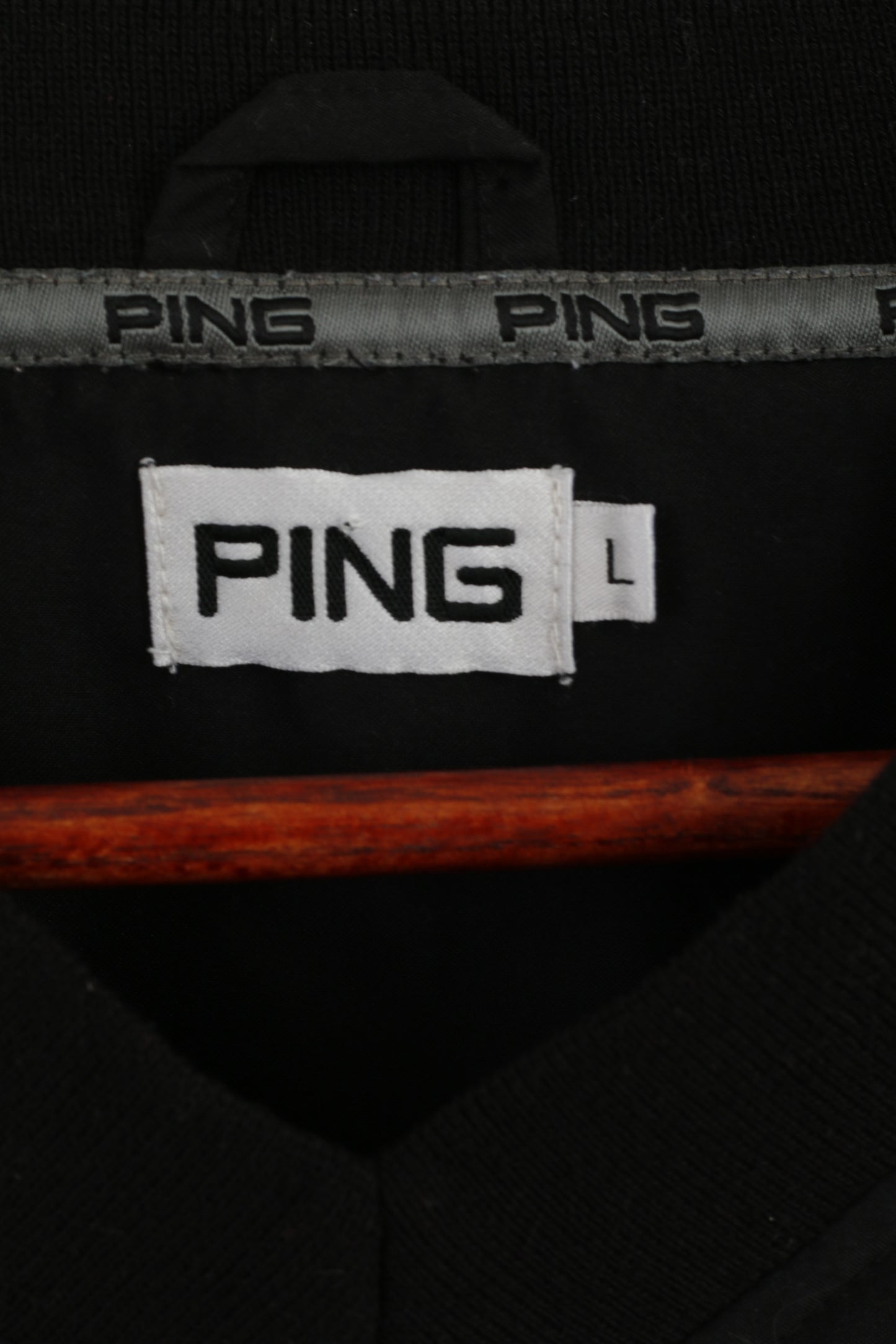 Ping Men L Shirt Nera Golf Classico scollo a V manica corta Activewear Top