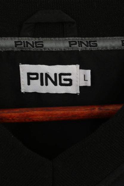 Ping Men L Shirt Nera Golf Classico scollo a V manica corta Activewear Top