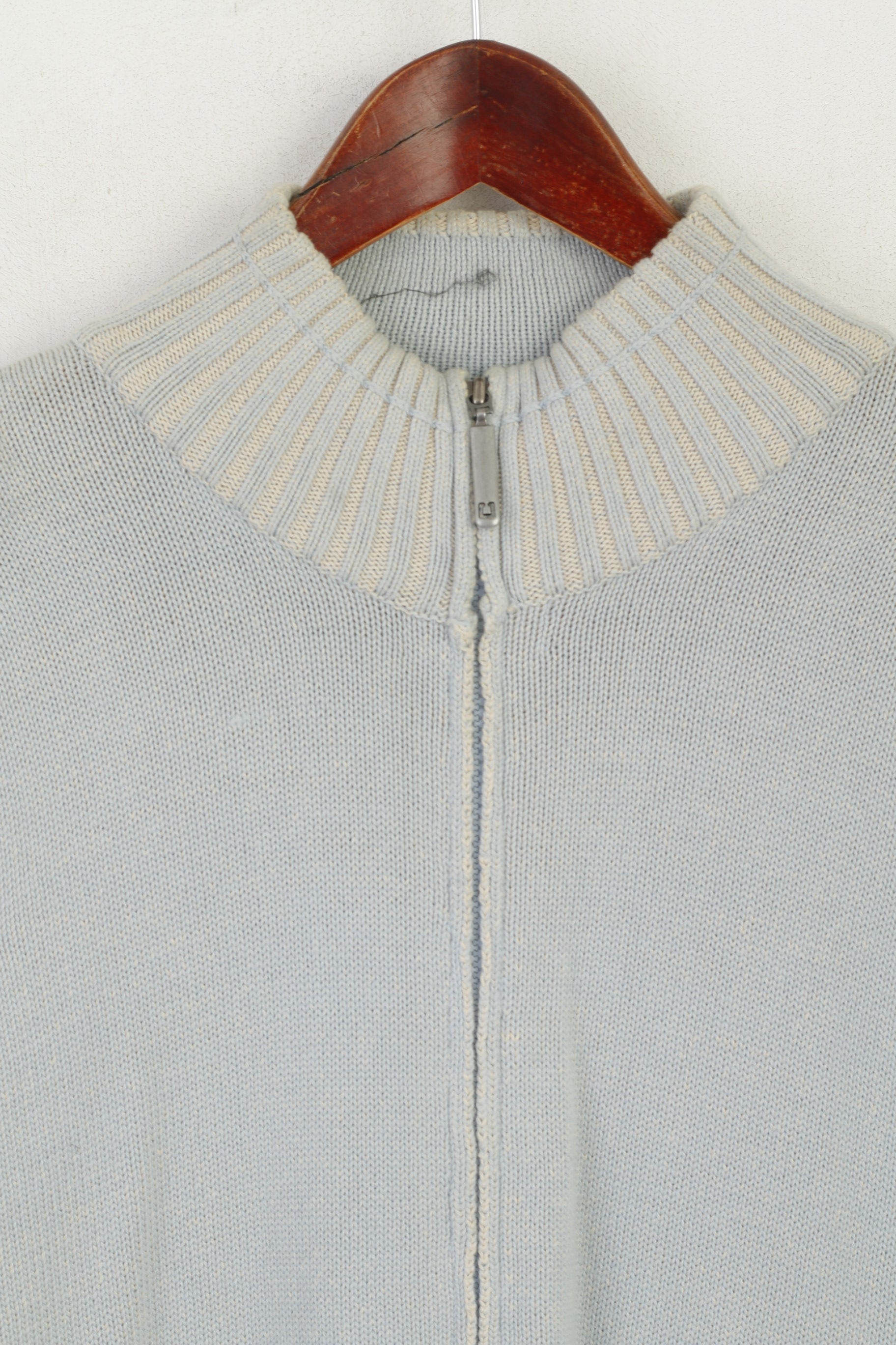 Chevignon Homme XXL Pull Bleu Coton Zip Up Carfdigan Stretch Classique Pull