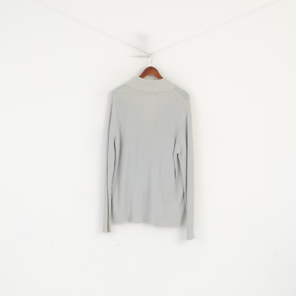 Chevignon Homme XXL Pull Bleu Coton Zip Up Carfdigan Stretch Classique Pull