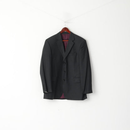 Austin Reed Men 42 Blazer Charcoal 100% Wool Super 110 Single Breasted Jacket